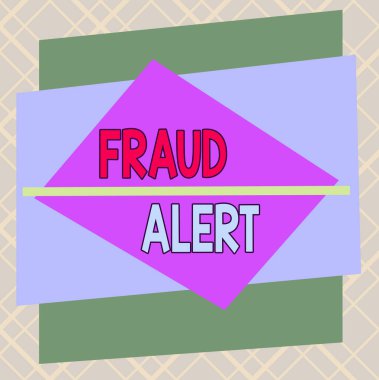 Handwriting text Fraud Alert. Concept meaning security alert placed on credit card account for stolen identity Asymmetrical uneven shaped format pattern object outline multicolour design. clipart