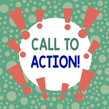 Call To Action 'ı gösteren bir not yazıyorum. İş fotoğrafı gösterme uyarısı sorunlu amaca ulaşmak için bir şey yapın Asimetrik düzensiz şekil nesne çoklu renk tasarımı.