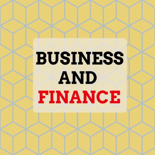 Text sign showing Business And Finance. Conceptual photo Management of Asset Money and Fund of a company Seamless Blue Blocks Cubes Yellow Background Depth Deepness Perspective. — Stock Photo, Image