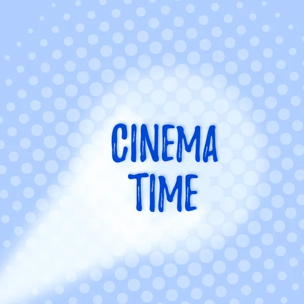 Text sign showing Cinema Time. Conceptual photo which entertainment such showing movie scheduled to start Grey Tiny Circles Getting Smaller it Fades Centered Round Blank Rectangular. — Stock Photo, Image