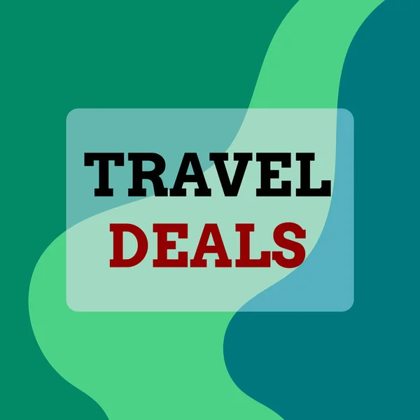 Signo de texto que muestra ofertas de viaje. Vacaciones de fotos conceptuales organizadas por una empresa de viajes y pagar precio fijo Cuadrado hoja de papel rectángulo cargado con la creación completa del tema patrón . — Foto de Stock