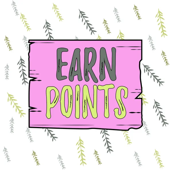 Handwriting text Earn Points. Concept meaning to get praise or approval for something you have done or buy Wooden square plank empty frame slots grooves wood panel colored board lumber.