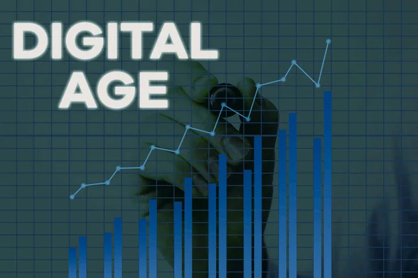 Handwriting text writing Digital Age. Concept meaning introduction of the demonstratingal computer with subsequent technology.