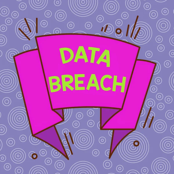 Handwriting text Data Breach. Concept meaning incident in which sensitive or confidential data is copied Asymmetrical uneven shaped format pattern object outline multicolour design.