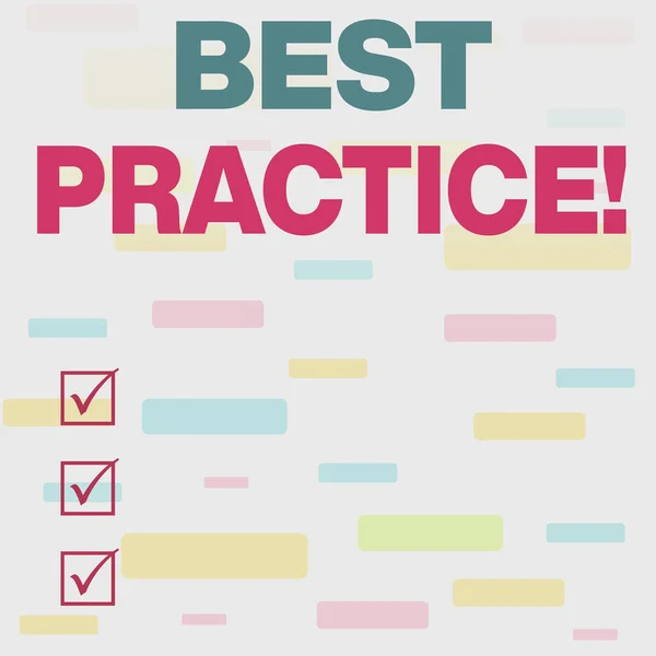 Writing note showing Best Practice. Business photo showcasing commercial procedures accepted prescribed being correct Seamless Infinite Different Size Multicolored Tiles Long Squares.