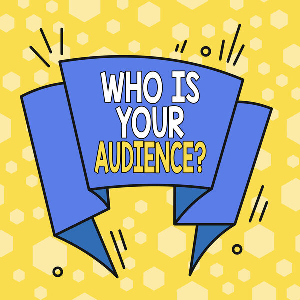 Написание текста "Кто твоя аудитория". Бизнес-концепция для тех, кто смотрит или слушает его Асимметричный неравномерный формат шаблона объекта очертания многоцветный дизайн
.