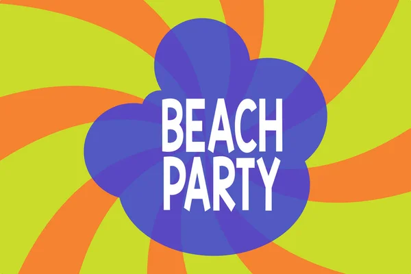 Writing note showing Beach Party. Business photo showcasing large group of showing are organizing an event at the beach Abstract geometric deep design. Simulating depth background. Spinning.