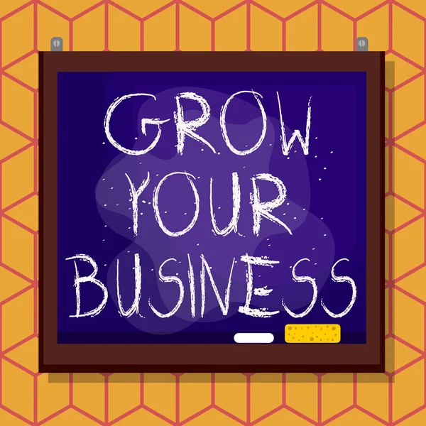 Conceptual hand writing showing Grow Your Business. Business photo text Achieve higher profit Provide better return of investment Asymmetrical uneven shaped pattern object multicolour design. — Stockfoto