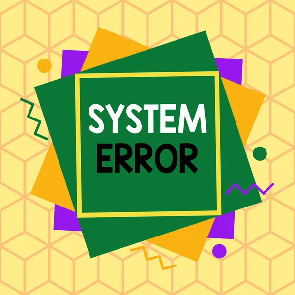 Text sign showing System Error. Conceptual photo instruction that is not recognized by an operating system Asymmetrical uneven shaped format pattern object outline multicolour design. — 图库照片