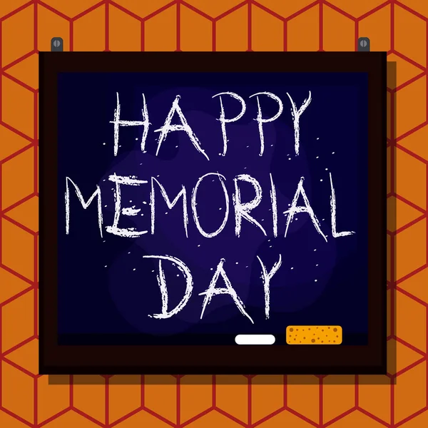 Conceptual hand writing showing Happy Memorial Day. Business photo text Honoring Remembering those who died in military service Asymmetrical uneven shaped pattern object multicolour design. — Stock Photo, Image