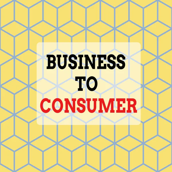Text sign showing Business To Consumer. Conceptual photo Direct Transaction between a Company and end users Seamless Blue Blocks Cubes Yellow Background Depth Deepness Perspective.