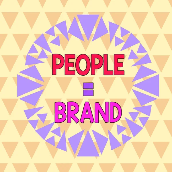 Text s nápisem People Brand. Konceptuální foto Personal Branding Definování demonstračnosti prostřednictvím etiket Asymetrický nerovnoměrný tvar vzorového objektu obrysu vícebarevný design. — Stock fotografie