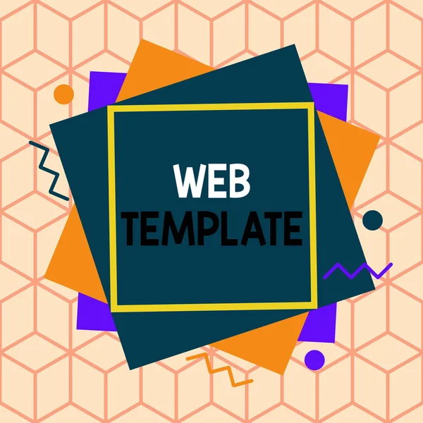 Textzeichen mit Web-Vorlage. konzeptionelle Foto vorkonzipiert oder Plug-in Webseite oder Satz von HTML-Webseiten asymmetrisches unregelmäßiges Format Muster Objekt Umriss mehrfarbiges Design. — Stockfoto