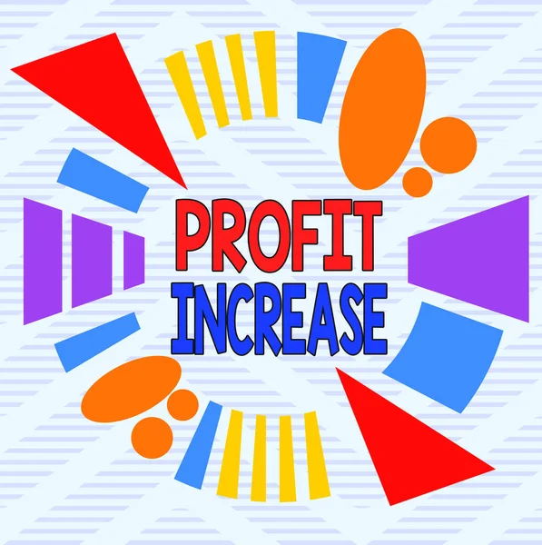 Word writing text Profit Increase. Business concept for the growth in the amount of revenue gained from a business Asymmetrical uneven shaped format pattern object outline multicolour design.