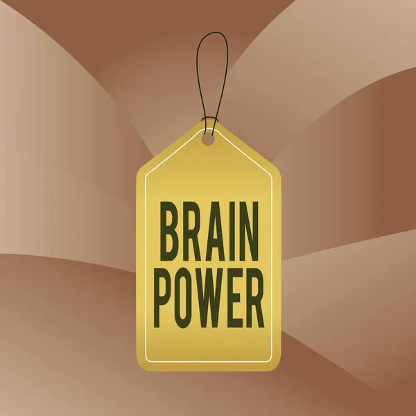 Kézírás szöveg írás Brain Power. Koncepció jelentése Képesség megérteni Ahhoz, hogy megértsük és profitáljunk a tapasztalat Üres címke üres tér színes háttér címke téglalap csatolt string. — Stock Fotó