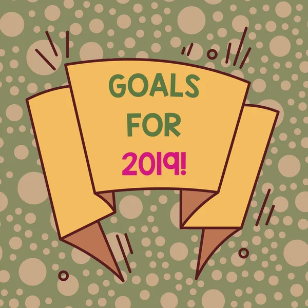 Writing note showing Goals For 2019. Επιχειρηματική φωτογραφία που αναδεικνύει αντικείμενο της φιλοδοξίας επίδειξης ή στόχος προσπάθεια ή επιθυμητό αποτέλεσμα Ασύμμετρο άνισο σχήμα μοτίβο πολύχρωμο σχεδιασμό αντικειμένου. — Φωτογραφία Αρχείου