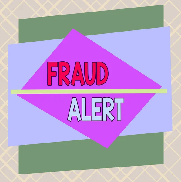 Handwriting text Fraud Alert. Concept meaning security alert placed on credit card account for stolen identity Asymmetrical uneven shaped format pattern object outline multicolour design.