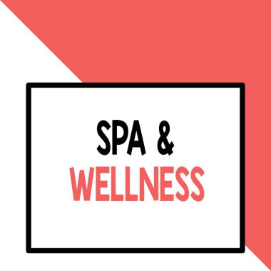 Spa ve Sağlık 'ı gösteren bir mesaj. Sağlıklarını iyileştirmek için gittikleri kavramsal fotoğraf yeri Öndeki büyük boş dikdörtgen soyut geometrik arkaplan.