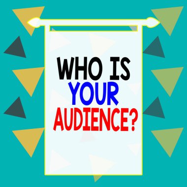 Word writing text Who Is Your Audience Question. Business concept for who is watching or listening to it Square rectangle paper sheet loaded with full creation of pattern theme.