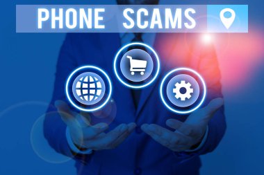 Telefon dolandırıcılığı ile ilgili el yazısı. Kavram, yasadışı para elde etmek için telekomünikasyon kullanımı anlamına gelir.