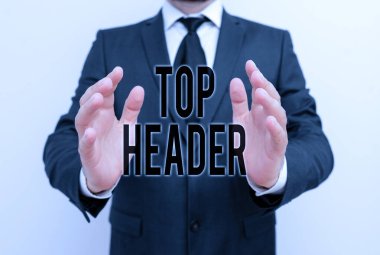 Top Header 'ı gösteren not yazılıyor. Elektronik bir belgenin en üst sayfasında iş fotoğrafı sergilenen metin ya da sakallı bir insan resmi işçi kıyafeti giyen bir insan..