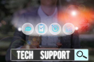 Text sign showing Tech Support. Conceptual photo advising and troubleshooting service provided by a analysisufacturer. clipart