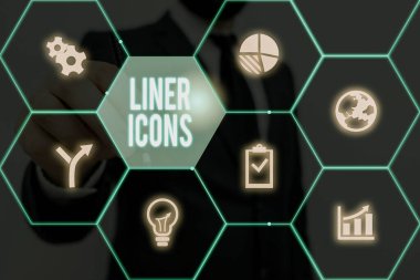 Writing note showing Liner Icons. Business photo showcasing use to improve visual interest and grab the user s is attention.