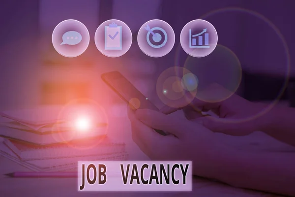 Word writing text Job Vacancy. Business concept for job that no one is doing and available for someone to do.