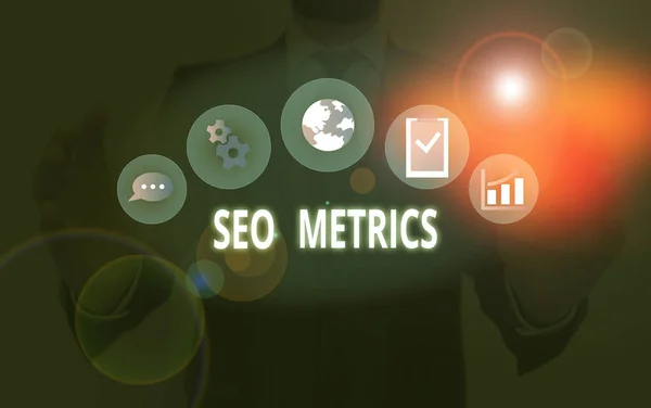 Handwriting text Seo Metrics. Concept meaning measure the perforanalysisce of website for organic search results.