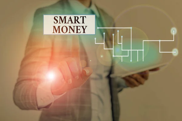 Text sign showing Smart Money. Conceptual photo the money bet or invested by showing with expert knowledge.