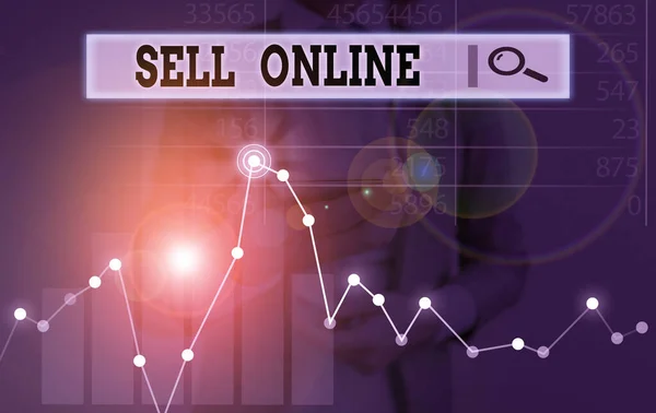 Escritura a mano Sell Online. Concepto que significa vender directamente bienes o servicios a un comprador a través de Internet . —  Fotos de Stock