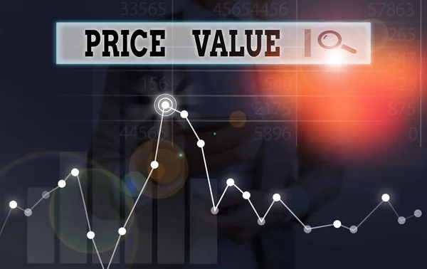 Escritura a mano de texto Precio Valor. Concepto que significa el precio de un producto basado en lo que los clientes piensan o valoran . — Foto de Stock