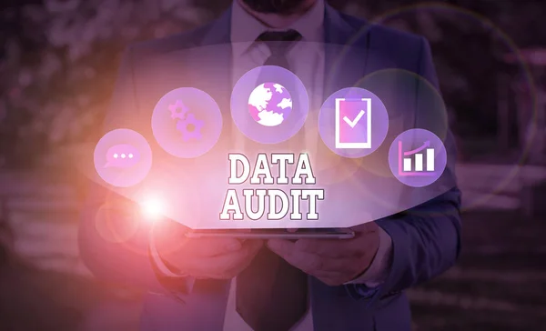 Word writing text Data Audit. Business concept for auditing of data to assess its quality for a specific purpose.