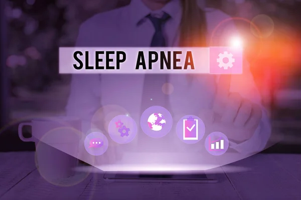 Scrittura di testi a mano Apnea del sonno. Concetto che significa disturbo che dimostra ripetutamente smettere di respirare quando si dorme . — Foto Stock