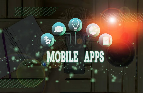Text rukopisu Mobilní aplikace. Koncepce znamená aplikační software určený ke spuštění na mobilních zařízeních. — Stock fotografie