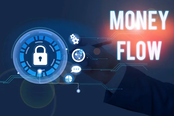 Conceptual hand writing showing Money Flow. Business photo showcasing the increase or decrease in the amount of money a business. — Stok fotoğraf