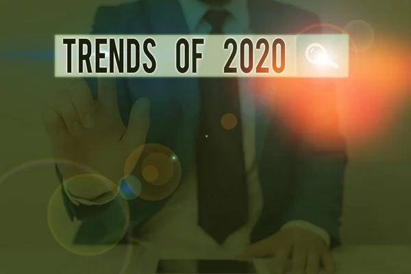Text sign showing Trends Of 2020. Conceptual photo things that is famous for short period of time in current year. — 图库照片