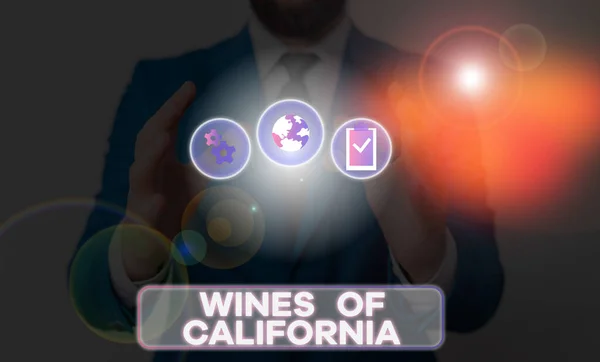 Word writing text Wines Of California. Business concept for Best Winemakers in the USA Export Quality Beverage. — Stock Photo, Image