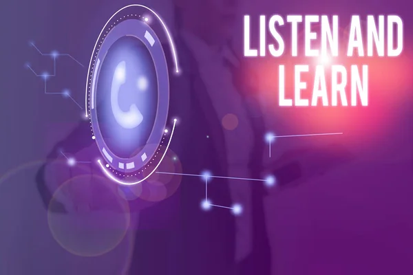 Word scrittura testo Ascoltare ed imparare. Concetto di business per prestare attenzione per ottenere la conoscenza Lezione di educazione all'apprendimento . — Foto Stock