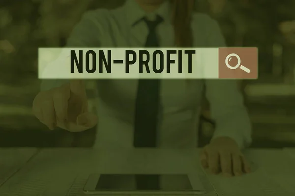 Nota di scrittura che mostra No Profit. Business foto che mostra il tipo di organizzazione che non guadagna profitti per i suoi proprietari . — Foto Stock