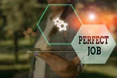 Handwriting text Perfect Job. Concept meaning a job that brings you satisfaction and recognize your importance.
