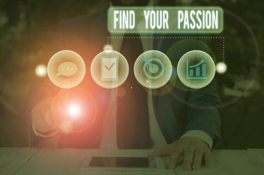 Tutkunu Bul 'u gösteren metin işareti. Kavramsal fotoğraf rüyaları ara en iyi işi ya da aktiviteyi bul sevdiğin şeyi yap.