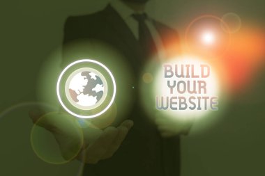 Sizin web sitesi oluşturmak gösterilen metin işareti. Kavramsal fotoğraf bir iş piyasası için bir e-ticaret sistemi kurma.