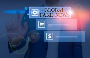 Global Sahte Haberler 'den el yazısı metni. Yanlış bilgi anlamına gelen kavram gazetecilik yanlış bilgi aldatmacasıdır.