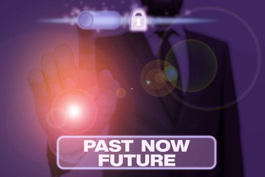 Geçmiş Şimdi Geleceği gösteren bir not yazıyorum. İş fotoğrafı gösterimi Geçen sefer Destiny Memories 'i takip eden eylemlerde bulundu.