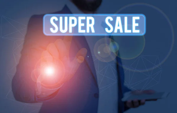 Word writing text Super Sale. Business concept for offering exceptional discounts on selected products and services. — Stock Photo, Image