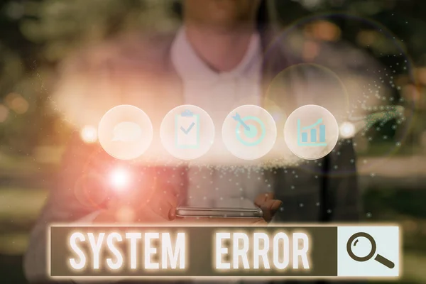 Signo de texto que muestra Error del sistema. Instrucción fotográfica conceptual que no es reconocida por un sistema operativo . — Foto de Stock