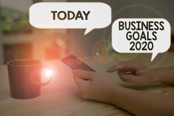 Текстовый знак, показывающий бизнес-цели 2020. Концептуальные фото Advanced Capabilities Timely Expectations Goals . — стоковое фото