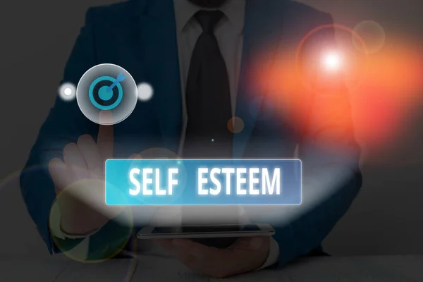 Text ukazující Self Esteem. Konceptuální foto pocit úcty k sobě a svým schopnostem. — Stock fotografie