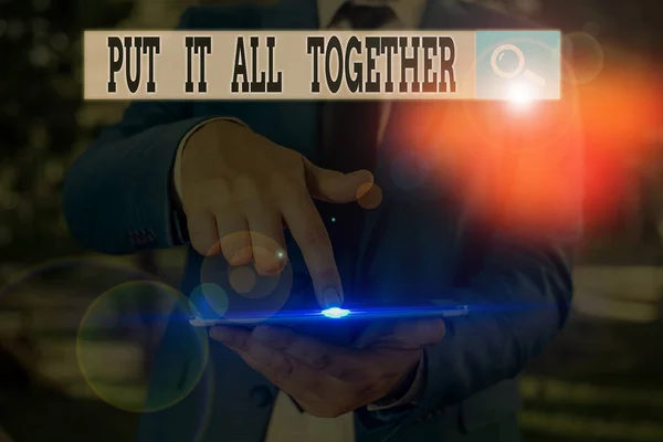 Текстовый знак, показывающий "Все вместе". Концептуальная фотография Объединить объединенное интегрированное объединение . — стоковое фото